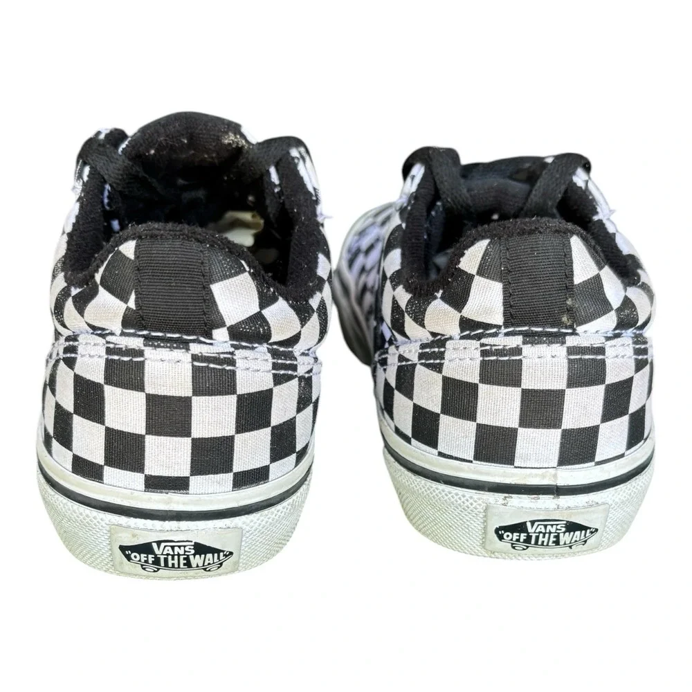 Vans Checkerboard Sneakers Youth 4‎ Black White Lace Up Skate Shoes